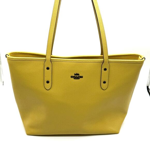 Coach City Zip Tote Crossgrain Leather Sunflower Yellow/Gunmetal F58846 - Picture 14 of 14